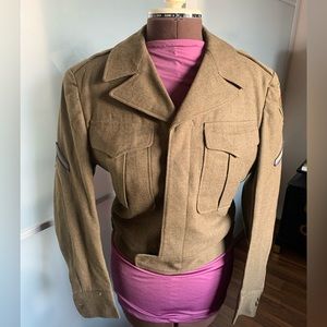 Vintage Canadian Military Wool Bomber Jacket with Patches
